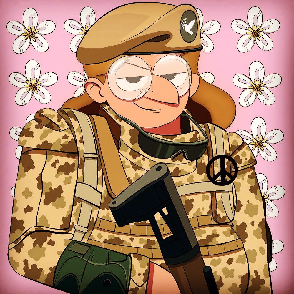 GOF_NFTs's tweet photo. It’s never too late to make peace ☮️
Here is our grandma peacekeeper.
We have a special think for sick grandmas, grandpas and their family who are stuck in caves under the bombs in Ukraine...
#nfts #nftart #cryptoart   #piecekeeper #nftcommunity #nftcollector #nftcollection #nft https://t.co/cV7bIksZI8