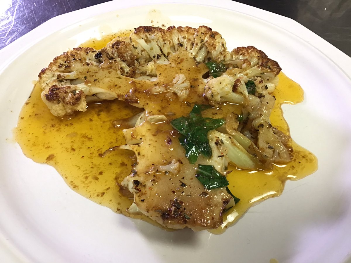 RHSCulArts's tweet photo. Look at this amazing cauliflower steak a la @GordonRamsay!! Ramsey High School culinary arts students creatively killing it without recipes! https://t.co/NZ7Eiahvyk
