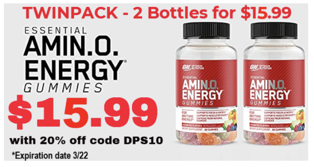 Get a twinpack of Optimum Nutrition's https://t.co/UnV4Oev2Sz GUMMIES for only $15.99 at DPS Nutrition with coupon DPS10. Order now -> https://t.co/VZQFYfzsJV

-  5G of Amino Acids for Muscle recovery
 - 100mg of caffeine per serving
@Team_Optimum
#TrueStrength #OptimumNutrition https://t.co/nMHOhJXAfE