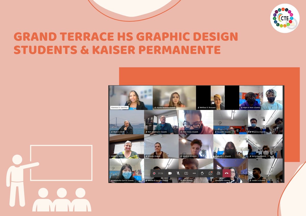 Grand Terrace HS Graphic Design Students presented their logo designs to Kaiser Permanente for their SBC Healthcare Conference! KP will now choose their winner to brand their healthcare conference! Follow us <a href="/CjusdCte/">CJUSD CTE</a> for updates on winners! 

#CJUSDCTE #CJUSDcares