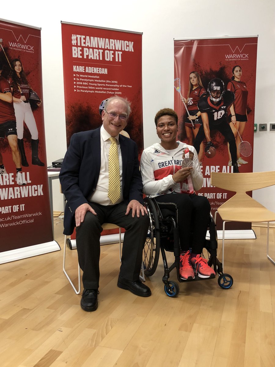 johnablundell's tweet photo. It was a pleasure to meet @AdeneganK at #WarwickUniversity to join in the celebrations of her success at #Tokyo21 https://t.co/7Y3Gru6Gai