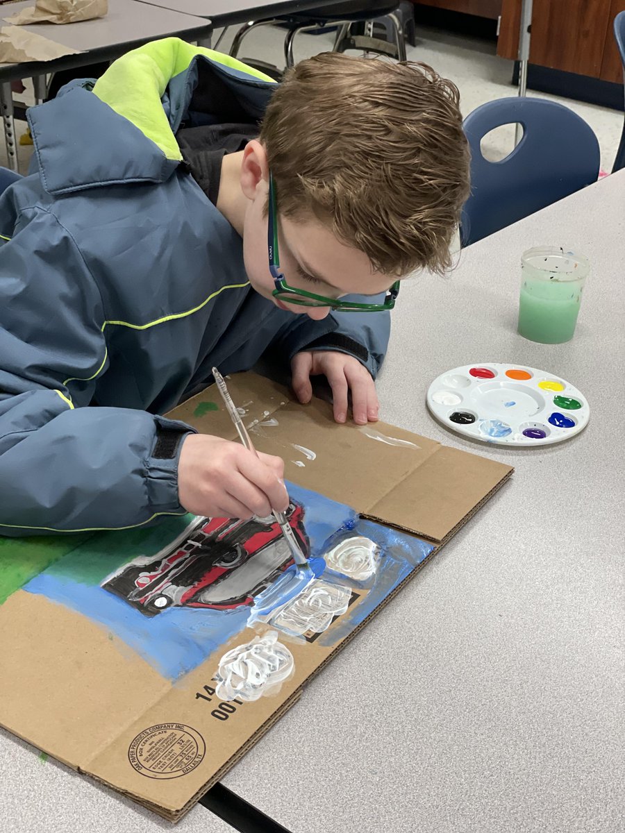 4th &amp; 5th graders recently painted 170 boxes for the Pajamas for Seniors organization. This group provides a new pair of pajamas and toiletries to seniors moving into nursing homes. #VCCougars #myMISD