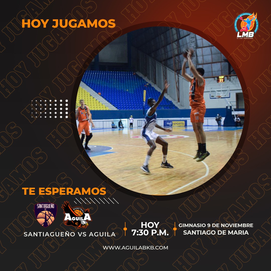 ☄️HOY JUGAMOS 2da JORNADA☄️

Santiagueño 🆚 Aguila  
🗓: hoy 17 de marzo. 
⌚️: 7:30pm. 
🏟: gimnasio 9 de noviembre. 
🎫: $2.00
☄️☄️☄️☄️☄️  

Vamos todos a Santiago de María💪💪

 #SomosAguilaBKB