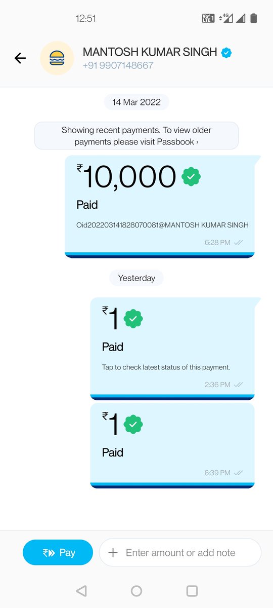 nihalgupta012's tweet photo. Sir,
Maine 14.03.2022 ko ek UPI transfer Kiya 10000
 bank account no-6254336540
IFSC code -IDIB000L004
Name-MANTOSH SINGH
Ye paisa is phone no pe automatically gaya 9907148667
Aur ye mobile is party ka nai.
Nahi wo bank pe add hai 

@Paytm
@Paytmcare
@UPI_NPCI
@vijayshekhar https://t.co/eMLVzgdwsG