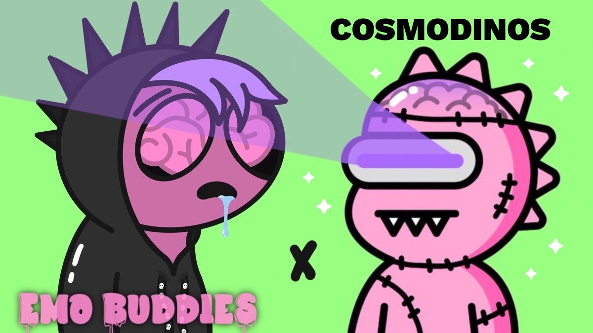 Emo Buddies ❌ Cosmodinos

Because even Dinos are a little Emo…

NFT giveaway 👏

1x Cosmodino NFT
2x Emo Buddies NFT 

To enter: 
🔥Retweet + Like 
🔥Follow <a href="/EmoBuddiesNFT/">Emo Buddies</a> &amp; <a href="/Cosmodinos/">Cosmodinos</a> 
🔥Tag 3 buds 

24 hours! 
#NFT #NFTGiveaways #NFTdrops