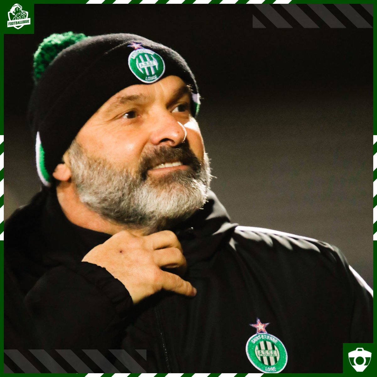 Footballogue's tweet photo. Pascal Dupraz 💬 : "Si on est maintenu et qu’il reste des matchs à Geoffroy Guichard, peut-être que j’irai dans les tribunes (…) Si on garde ce rythme de deux points par match jusqu’à la fin de la saison, on pourra faire un tour dans les kops avant l’heure." 😁 💚

(CP) https://t.co/Z91iqSI8BJ