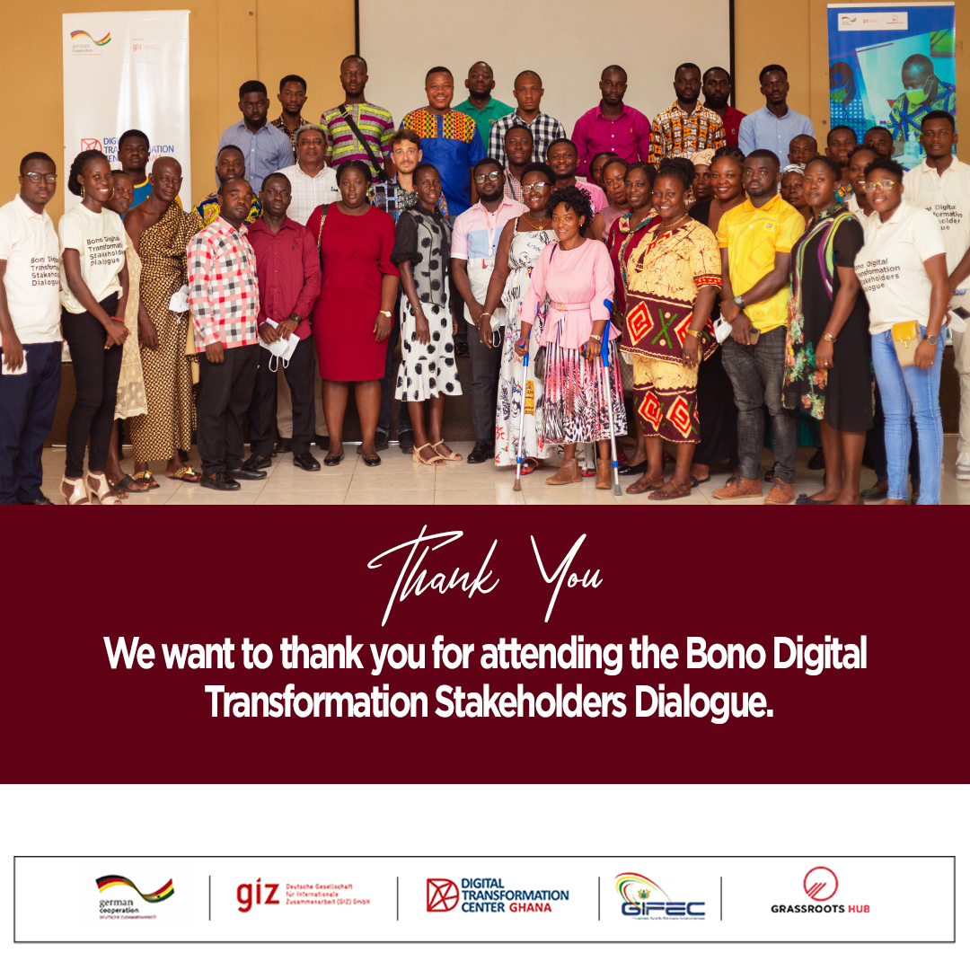 grassrootshubgh's tweet image. Thank you for taking part in the Bono Digital Transformation Stakeholders Dialogue; and for your many insightful contributions!

We are grateful!

#GrassRootshub 
#digitaltransformation
#BonoRegion  
#LeavingNoOneBehind  #giz