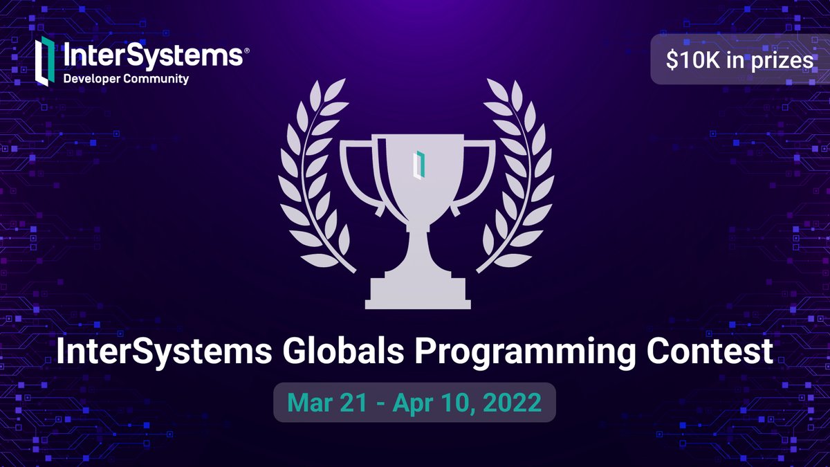 InterSystemsDev's tweet photo. New challenge is coming! We're super excited to announce the 19th @InterSystems programming contest focused on #Globals! 

🎁 Prize pool: $10K 
⏰ March 21 - April 10 
ℹ️ Details: https://t.co/C4TrxiP3UY 

#IRIScontest #code https://t.co/hn85S9a32s