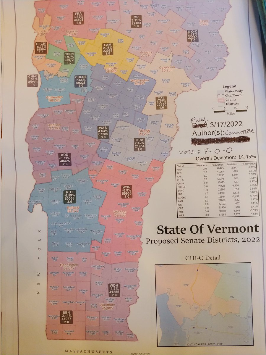 Senate Reapportionment Committee's senate district map. Vote:7-0-0
