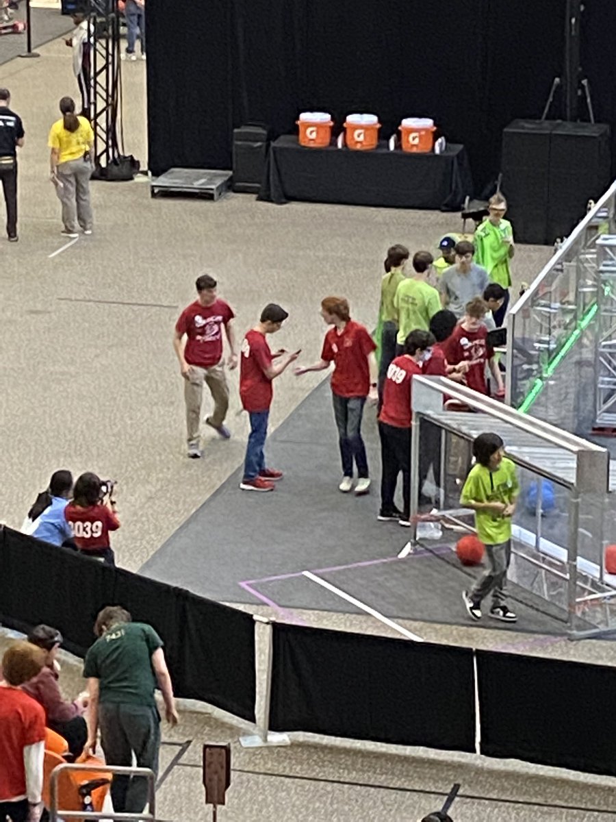 Team3039's tweet photo. These kids, I MEAN! Homes &amp; school devastated by Hurricane Ida, platooned off campus til late-January, built a robot in a few weeks, and they are on the field. TOOO PROUD! Thank you, FIRST🤖😺🤖@DHSWildcats @SCPPS @FRCTeams #RAPIDREACT https://t.co/x3mHvrvMvp
