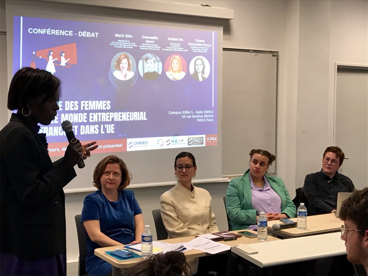 C'est parti pour la table ronde sur la place des #FemmesEnEntreprises en France 🇫🇷 et en #Europe 🇪🇺, organisée par les étudiants de l'<a href="/HEIP_Politics/">HEIP - Hautes Études Internationales & Politiques</a>!
Aux côtés de <a href="/realjustineb/">Jojoba</a>, <a href="/Gwen_Henri/">Gwenaelle HENRI</a> et Oriane Sauzedde-Gorny, je présenterai les avancées du quinquennat pour l'égalité 🚺/🚹.