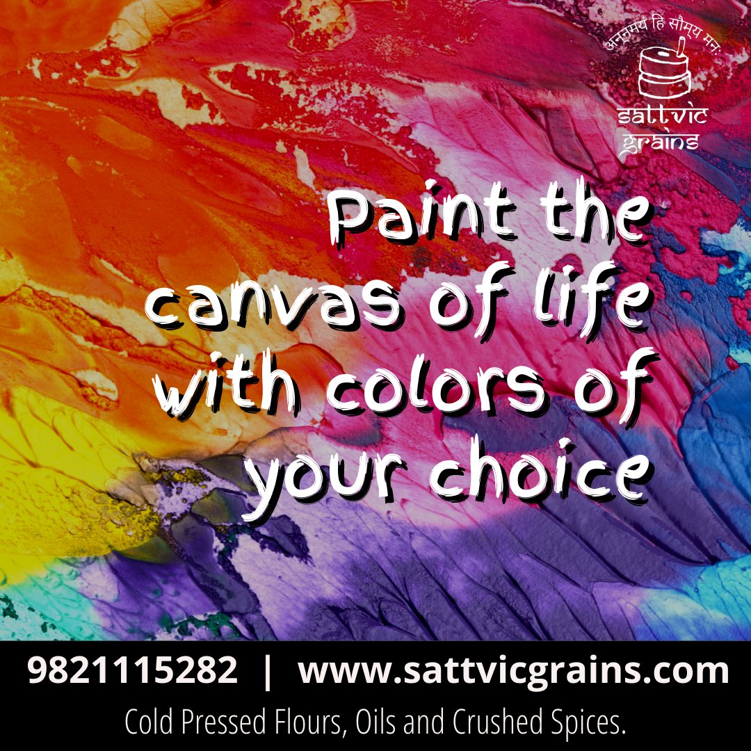 SattvicG's tweet photo. This Holi, let us start making things around us more joyful and colorful for others and ourselves.
Let us make life, Beautiful and Healthy.
Wishing you all a Happy Holi.
.
.
.
#HappyHoli #Holi #FestivalOfColors #Colors #Holi2022  #ColdPressedFlour #ColdPressedAata #SattvicGrains https://t.co/baLnIMWB4h