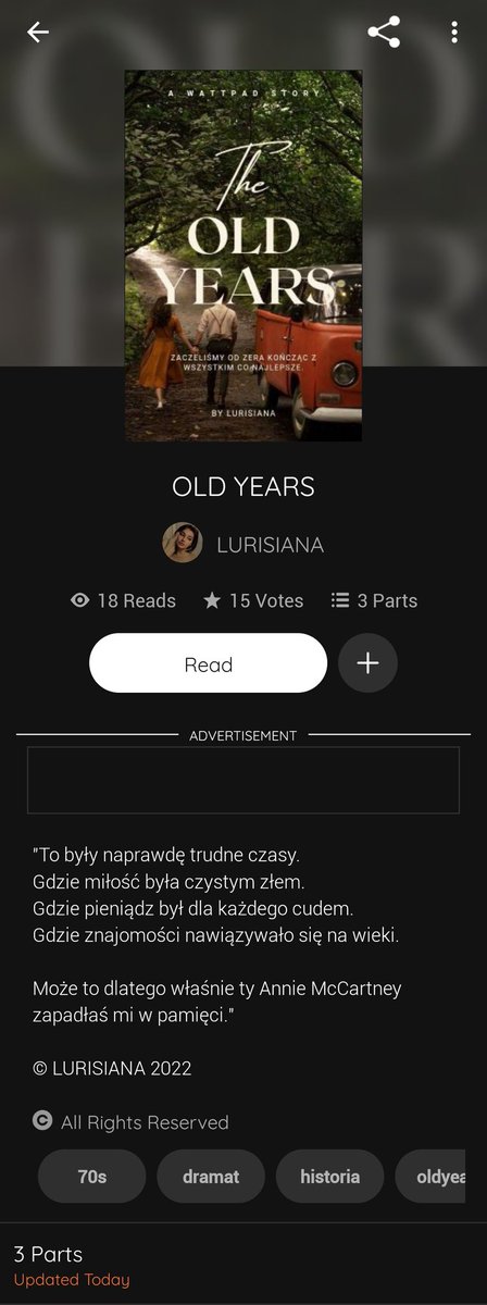 aphtoditte's tweet photo. Kochani, ogłoszenia parafialne!
Dedykacja tej cudownej historii, rozpoczynającej się w 1969r. urzekła moje serduszko
„Old Years” jest nowym opowiadaniem @LURIZJANA, która postanowiła opisać historię swoich dziadków.
Z całego serduszka polecam.
#OLDYEARS #TwitteroweKsiazkary https://t.co/bYvx5gT8wu