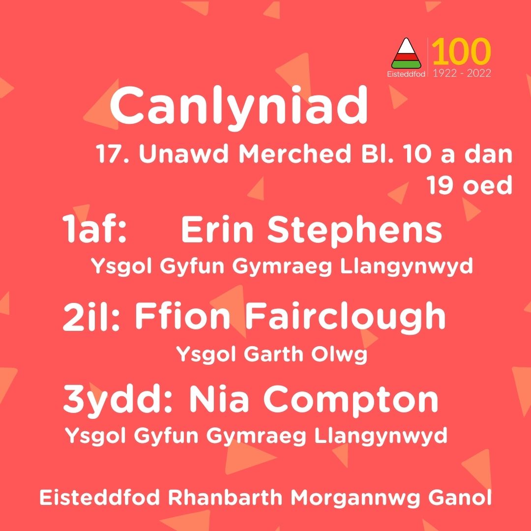 olliewells's tweet photo. RT @urddmg: Diolch i bawb wnaeth fynychu'r Eisteddfod Rhanbarth yn Canolfan Garth Olwg heddiw. Diwrnod hynod brysur ond falch iawn i gyhoeddi gwelsom lwyth o dalent!
Dyma'r canlyniadau, llongyfarchiadau a diolch BAWB! #urdd2022 https://t.co/k7VyeYzjMf
