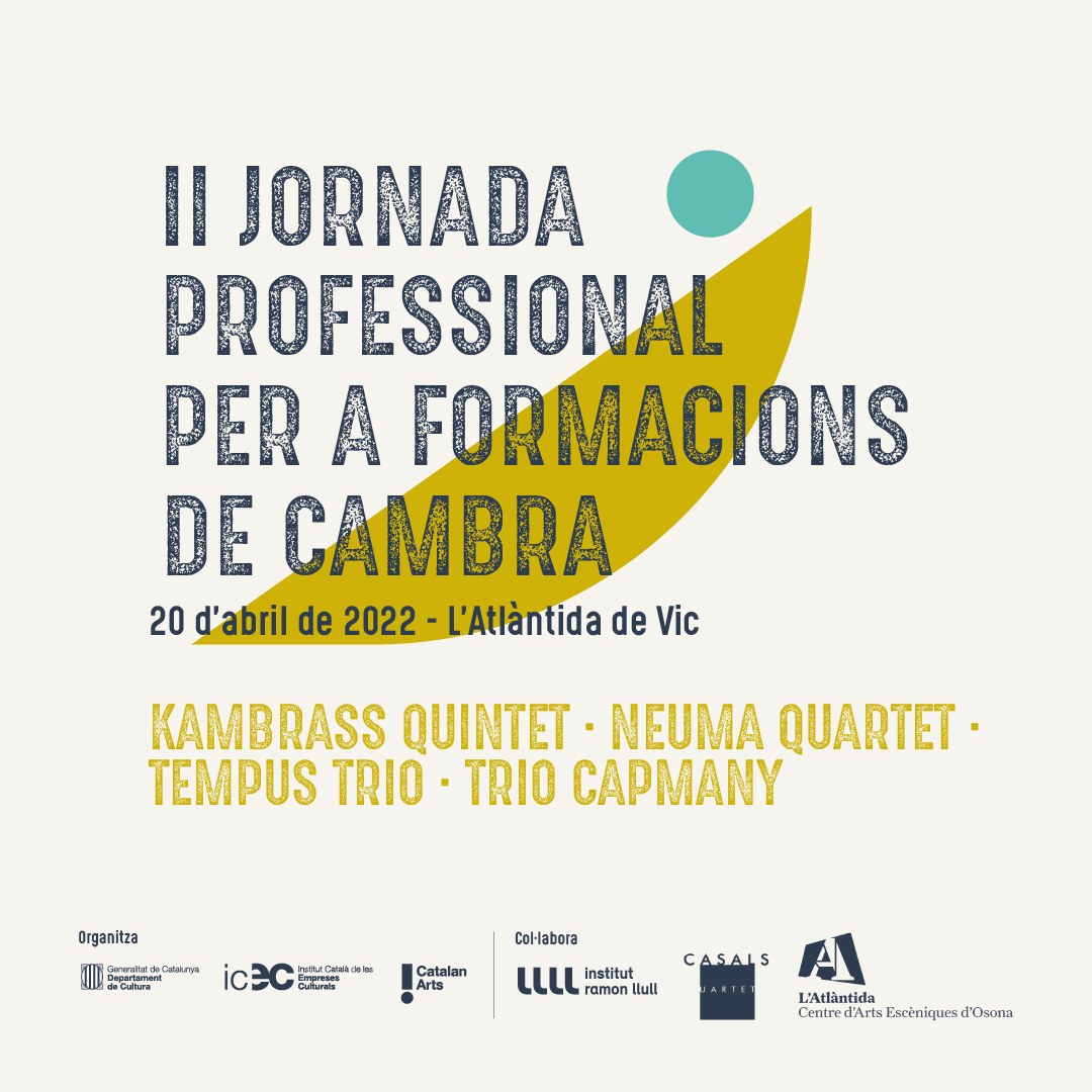 Obrim les inscripcions professionals per assistir a la II Jornada Professional per a Formacions de Cambra!🎻

💥Consulta el programa i les formacions que hi podràs descobrir: <a href="/KamBrassQuintet/">KamBrass Quintet</a>, Neuma Quartet, <a href="/TempusTrio/">Tempus Trio</a> i Trio Capmany.

👉 bit.ly/JPFC22-convo