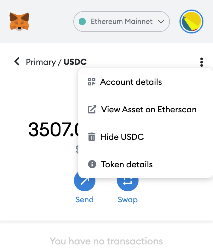 MetaMask's tweet photo. MetaMask Extension v10.11.1 is now LIVE. What's new?

✨ Token Details! ✨

In the tokens menu, click the 3 dots to open the Token Details panel and:

⛓️ View the contract address, decimals, &amp; network
🐳 View your held amount (&amp; fiat value)
👁️ Hide it from your list! 🙏

1/ 🧵 https://t.co/CeZw3uxqVF
