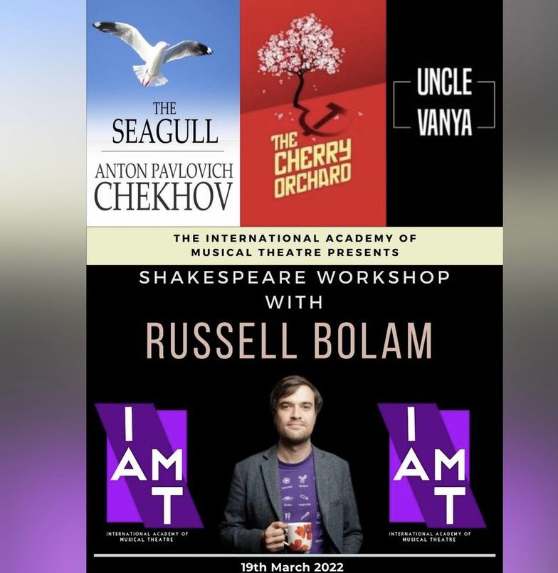 ACTabilityUK's tweet photo. @RealRusselBolam will be talking all things Chekhov with the students at The International Academy of Musical Theatre. @ACTabilityUK’s final workshop with them for this term. #directing #chekhov #professional https://t.co/jzA5uGpF9d