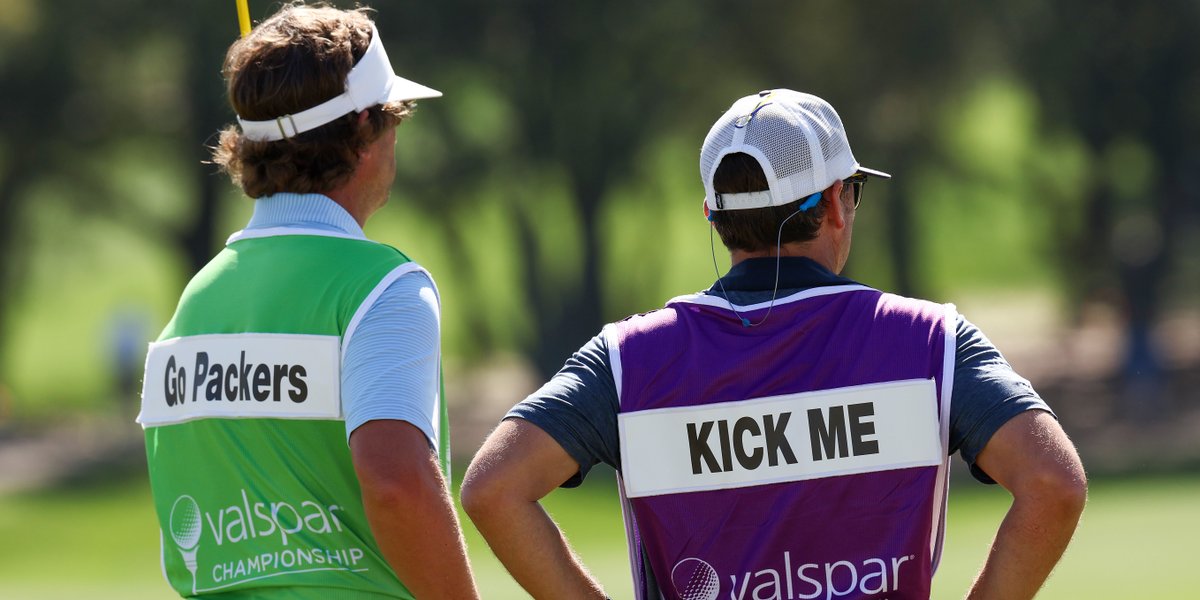 GolfDigest's tweet photo. The caddie bibs at the Valspar Championship are a *little* different. 😂 https://t.co/elB2ZNQiZT