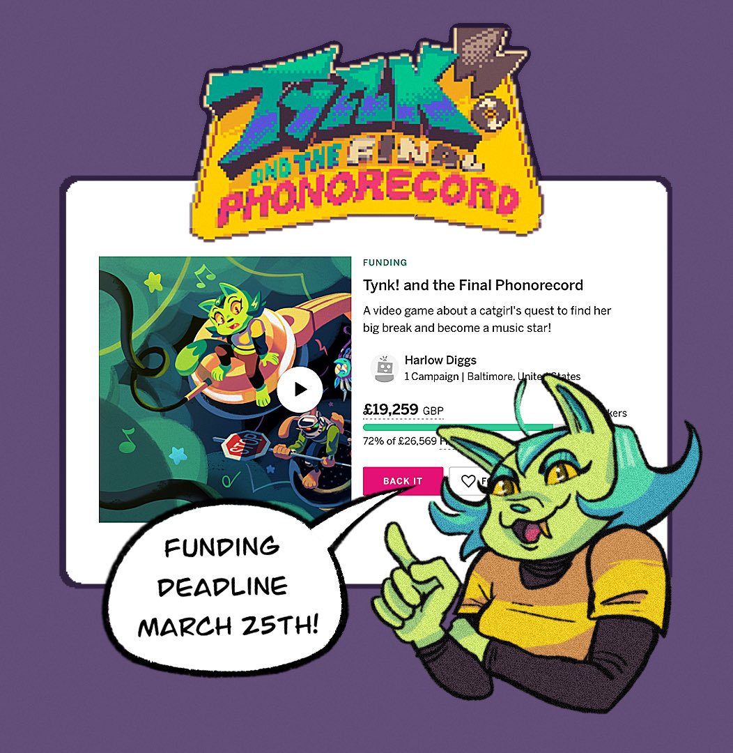 dateofthedead's tweet image. Check out @TynkGame, made by the creator of DOTD’s soundtrack! Harlow is less than 30% away from their funding goal with 8 days to go. If you like cat girls, puzzles and adventure you’ll love Tynk 💕💕 indiegogo.com/projects/tynk-…