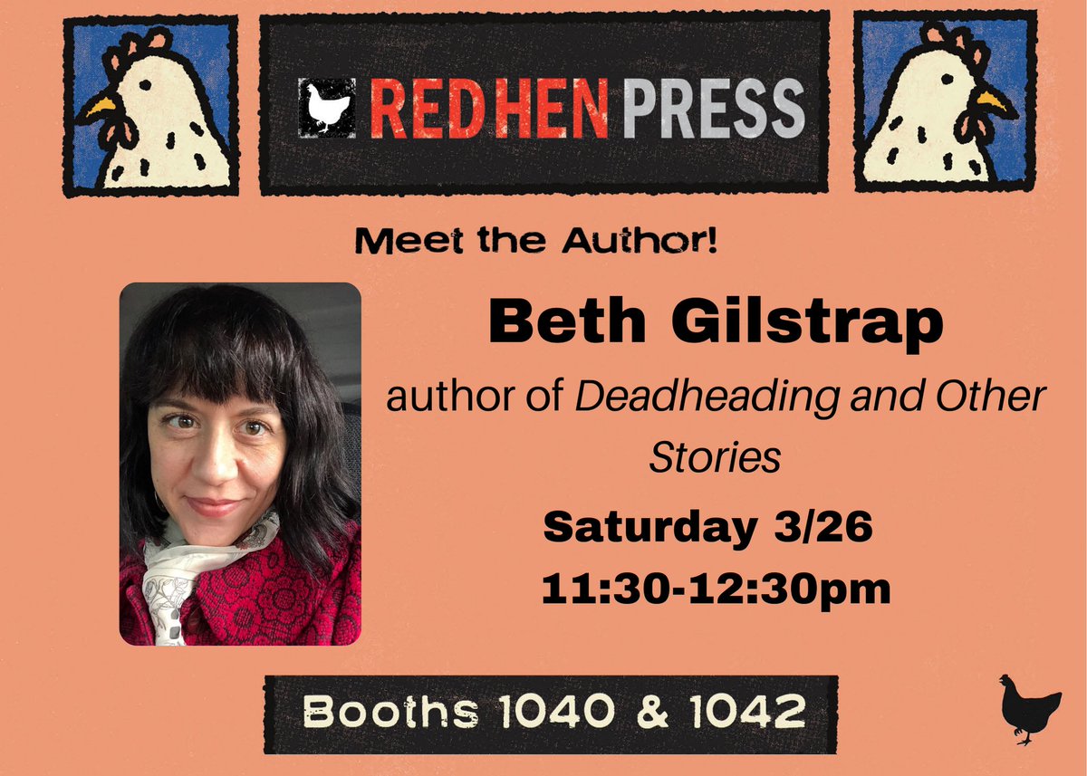 RedHenPress's tweet photo. Get your favorite Red Hen books signed at the AWP Conference & Bookfair! Authors @jweirdo, @BettySueBlue, @Tessathon, @JoanNoxWilson, and so many more will be there! https://t.co/Jr6WqkjGjR