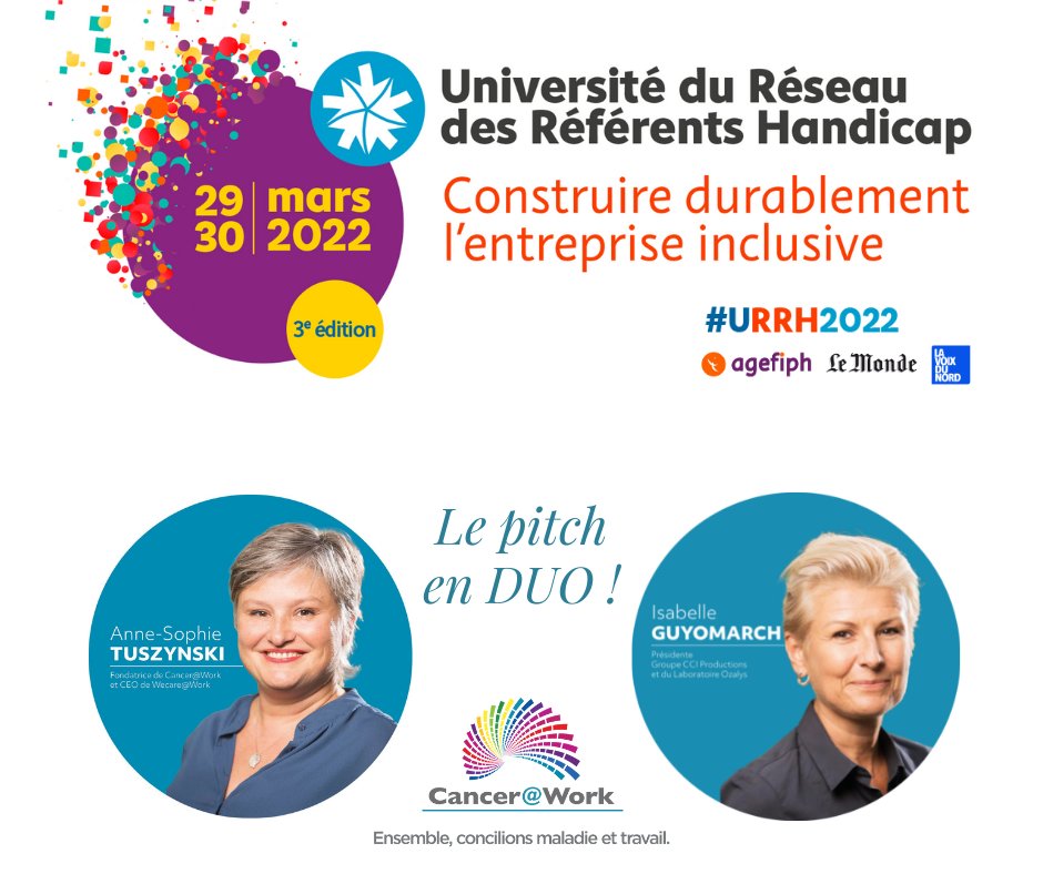 CanceratWork's tweet photo. #URRH2022 ! Ne manquez pas la 3ème édition !
Du 29 au 30 mars, les acteurs du handicap en entreprise, dont @CanceratWork, se réunissent pour construire un monde du travail plus inclusif !  
Inscription : https://t.co/ACe5hpMyoa https://t.co/yWcMZG6N7d