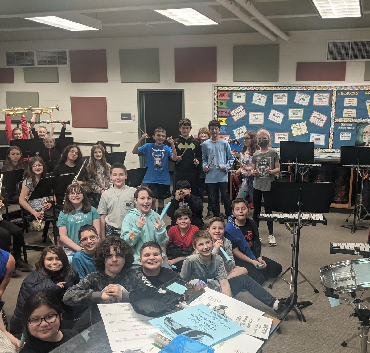 jefftwpmusic's tweet photo. Fifth grade white rock students had a special guest conductor yesterday for their super band rehearsal. Mrs. Kulick from JTMS! https://t.co/FxKB4iJHay
