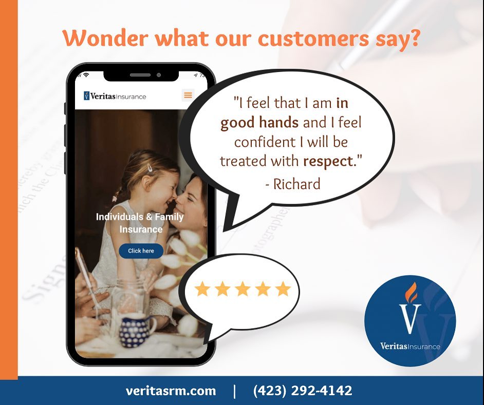 VeritasRM's tweet photo. Here’s what one of our clients has to say about his experience with Veritas Insurance. Reach out to our office today if you have any questions or would like a free quote! #tennesseeinsurance #insurance https://t.co/L7vEGvwGB5