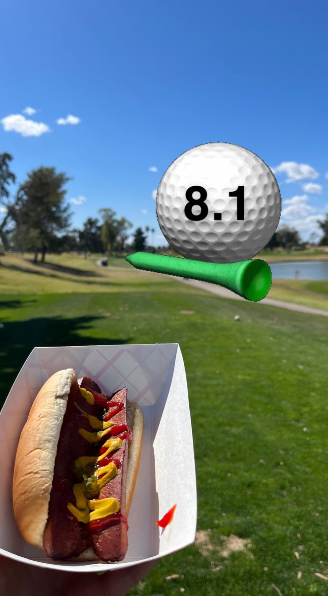 TurnDog9's tweet photo. Continental Golf Club Scottsdale AZ. This split dog shaved 3 strokes off the back 9 and was comparable to a Costco dog in terms of taste. A little pricey, like the free agent your team resigns in the offseason, glad you have him, but the price tag is in the back of your head https://t.co/rerjT32w6u