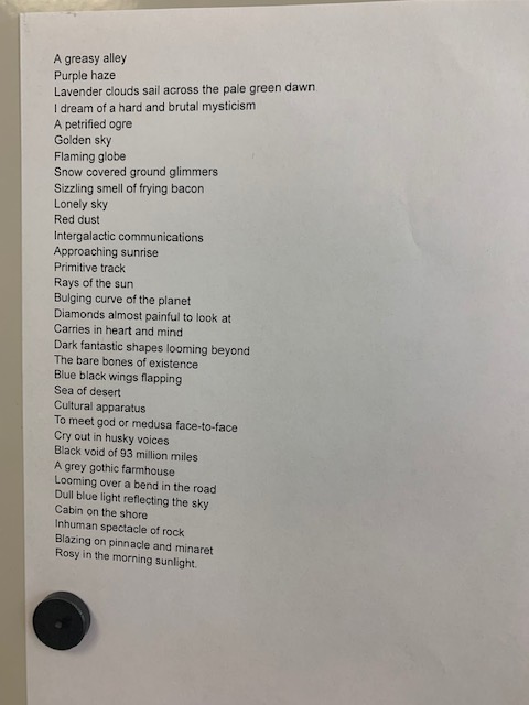CMSScienceDept's tweet image. After reading an excerpt from the book, "Desert Solitaire," #8thgrade science students highlighted powerful &amp;amp; visual words from the text, collaborated and then generated a piece of #foundpoetry! 
@CMS_Literacy #cmsscience #sau16 #middleschoolscience #literacymatters #nature