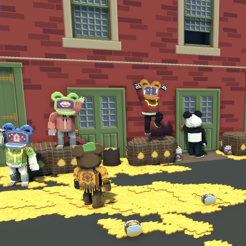 bears_deluxe's tweet photo. Bears are coming out of the cave soon for some deluxe news... All the doors in town are locked &amp; @pixelmagenft is guarding the electronics store, i wonder why. 🔮#bearsdeluxe https://t.co/FnGCitXy5W
