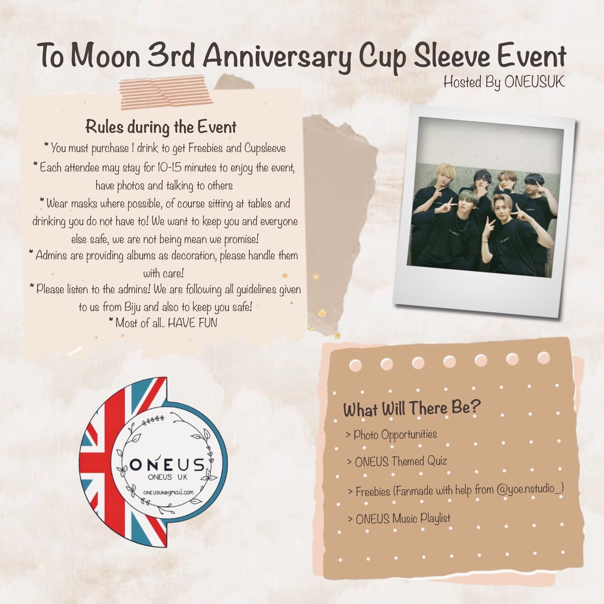 Just 2 days left till we host the 1st <a href="/official_ONEUS/">ONEUS</a> Cupsleeve Event in London!!

Who's going to be joining us in Biju on Saturday?? We can't wait to see you!!

There are still tickets available, grab them here Moons💛!!

🔗eventbrite.com/e/oneus-cupsle…

#ONEUS #ONEUSCupsleeve