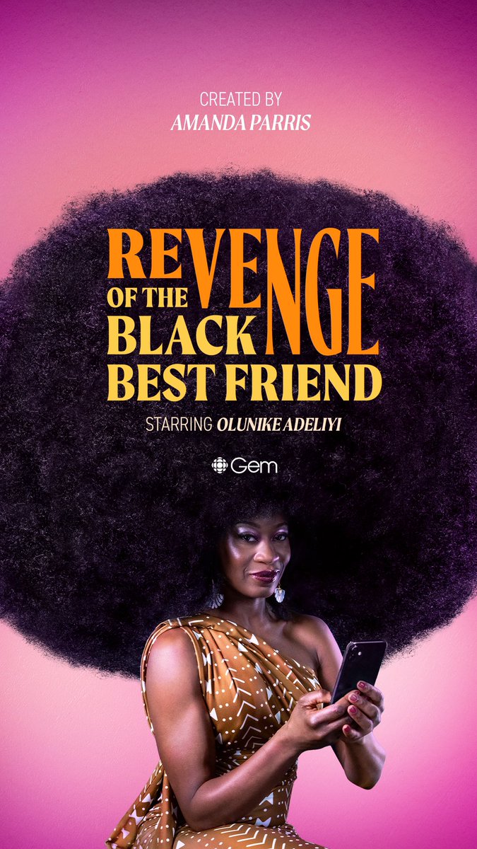 I made a thing and I hope you’ll tune in!

REVENGE OF THE BLACK BEST FRIEND follows Dr. Toni Shakur, a self-help guru with a mission: to cancel the entertainment industry's reliance on token Black characters....before she gets canceled herself

March 31st on <a href="/cbcgem/">CBC Gem</a>!
<a href="/revengebbf/">Revenge of the Black Best Friend</a>