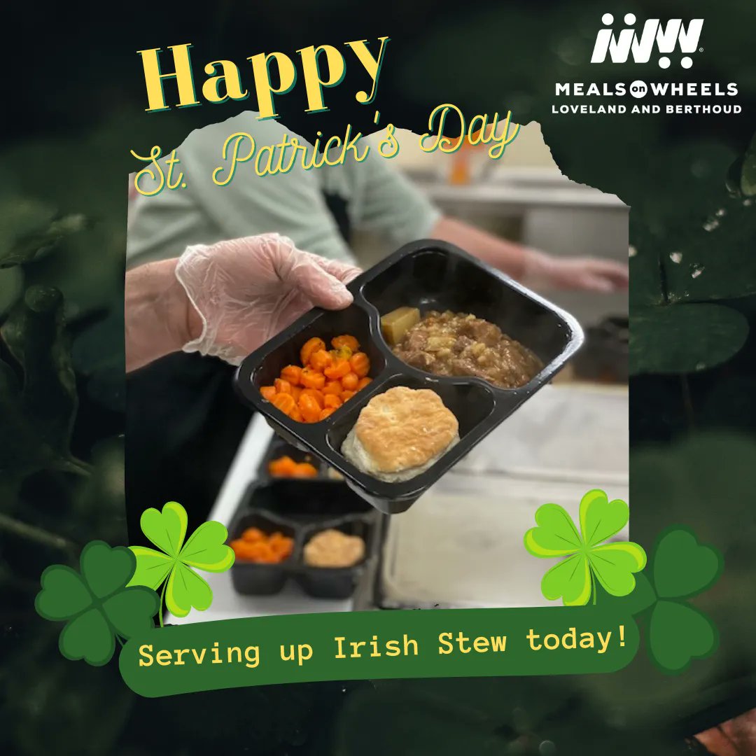 LovelandMeals's tweet photo. Happy St. Patrick's Day!
We're enjoying some delicious #IrishStew today in honor of the holiday!
#MealsonWheels #MOWLB #togetherwecandeliver #morethanameal https://t.co/I0Ri6wck7k