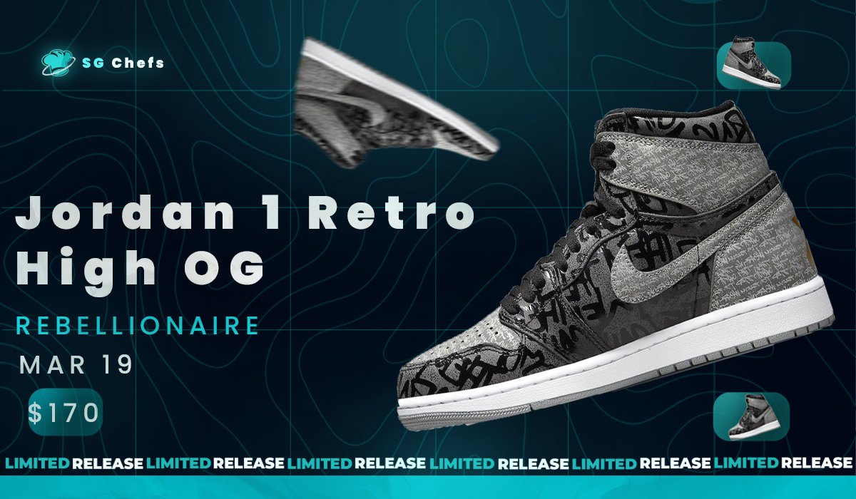 The all new Air Jordan 1 Retro High OG "Rebellionaire" is finally set to release on March 19th.💸🔥 

Lots of excitement around this pair🥵 

Don't miss out on these!⚡
Awesome sneakers.👟 

LIKE+RT+TAG+Keep DM's open!🔥🔥
