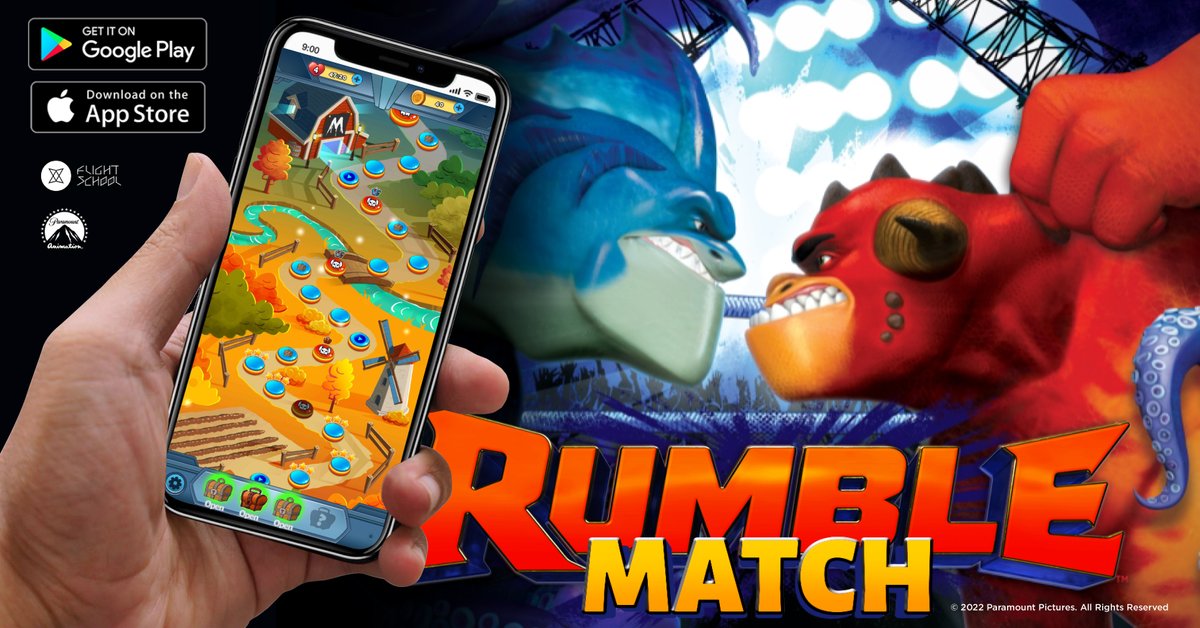 LET'S GET READY TO RUMBLE💥👹 with these massive monsters in a 3 match game featuring your favorite characters from The Rumble movie! 
To join Rayburn &amp; Winnie as they slowly raise up the ranks of World Monster Wrestling (WMW)  
head to 👉 👉 rumblematch.com