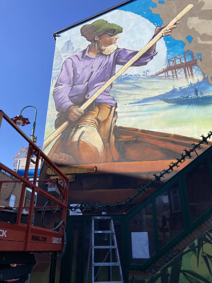 Seeing Bangladeshi folks stop in their tracks to see reflections of themselves &amp; their narratives via street art has been quite something. Perhaps the first time for them ever. Finishing this mural off in Brick Lane tomorrow (Friday)