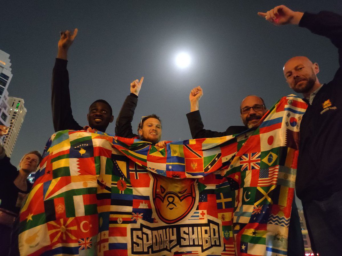 SPKYSHIB's tweet photo. The core #Spookyshiba team is waving the flag high in #Dubai and as you can see, the moon is within range 

#CryptoExpoDubai #WOWSummit2022 #nft #cryptocurrency #bnb @Shibtoken @cz_binance @elonmusk @WOWsummitDubai https://t.co/tysnKDmlTW