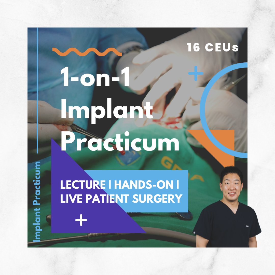 GDIAcademy's tweet photo. 1-on-1 Practicum with Dr. Justin Kang

A 2-part learning series to accommodate a dental practitioner’s busy schedule. Lecture, Q+A discussion, hands-on, review of CBCT &amp; anatomic consideration, and 1 live-patient surgery included.

Learn More:
https://t.co/ExHY8fHNTl https://t.co/PZ0WAEfXw9