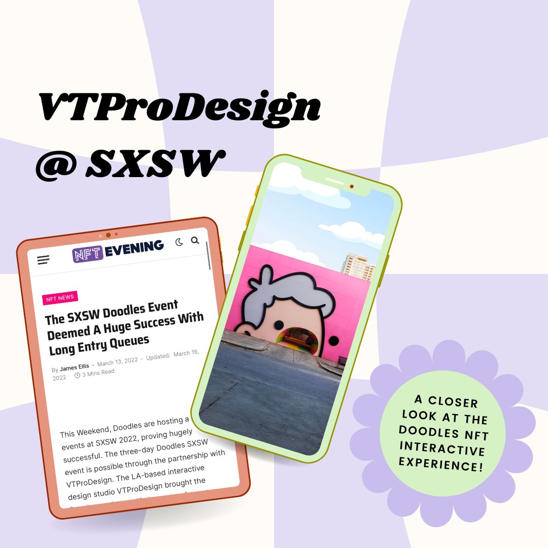 jiveprdigital's tweet image. We still can’t get over the incredible work from #JiveClient @VTProDesign on this @doodles interactive experience at #SXSW, fusing modern innovation and brand experience with the digital world.

Read more in this Jive-secured piece by @NFTevening: 
bit.ly/3JAM5LD

#NFT