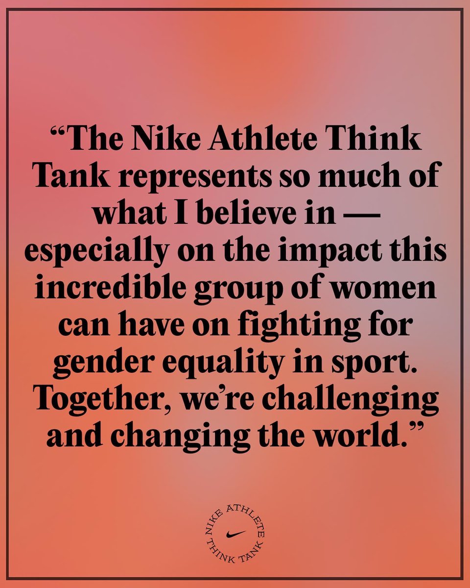 deynac18's tweet photo. I’ve teamed up with @Nike for the Athlete Think Tank – a collective of woman athletes that are holding honest conversations &amp; changing the world.

Together we can innovate to serve today’s women athletes and redefine sport for a new generation of women, girls, &amp; allies. https://t.co/O7X9ntR7yU