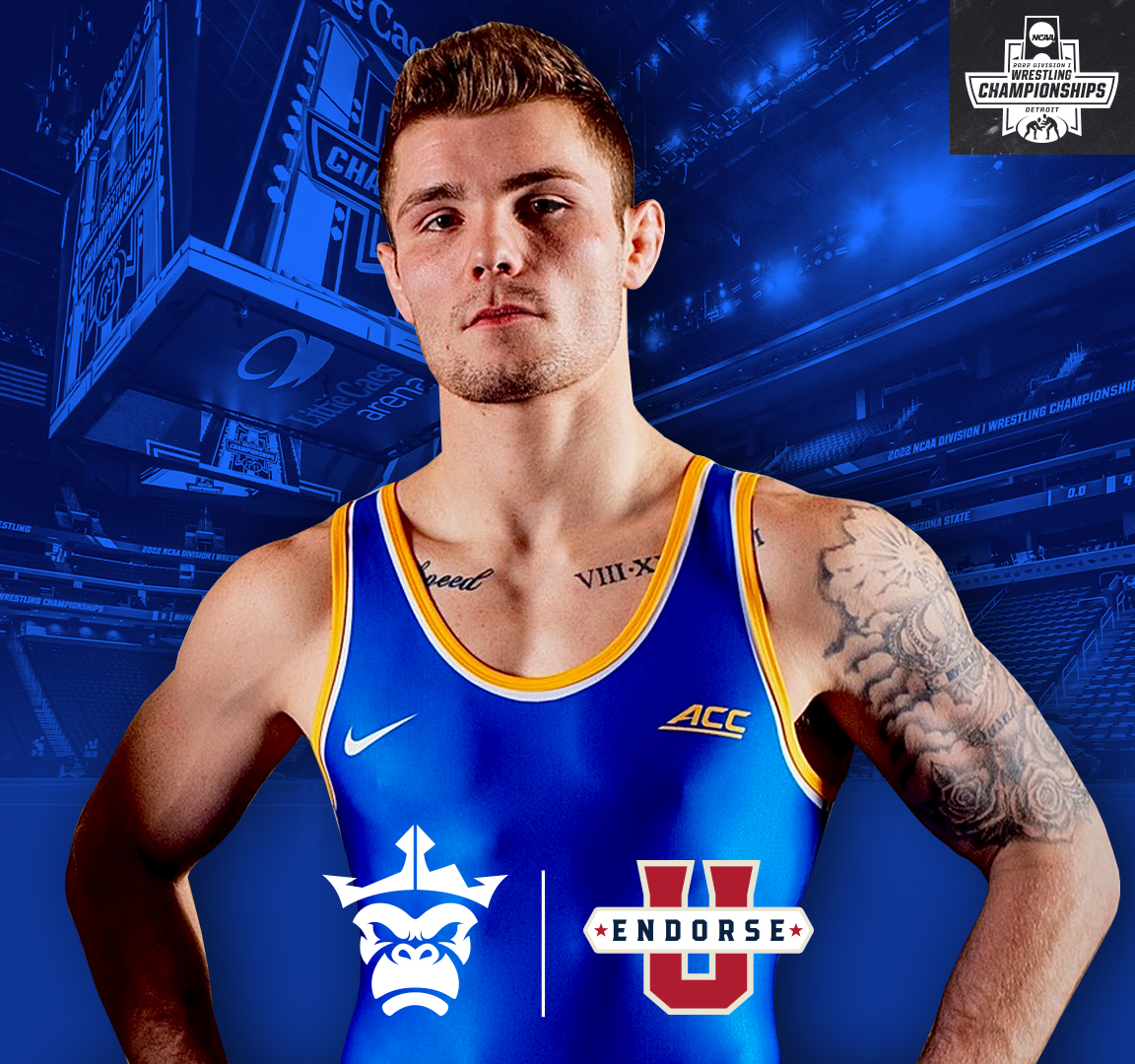 Look both ways before crossing, the 🦍 is out of his cage! Our guy <a href="/jake_wentzel/">Jake</a> is chasing down the <a href="/ncaawrestling/">NCAA Men's Wrestling</a> Championship in #Detroit at @littlecaesarsarena 🤼👑

Jake is seeded 10th at 165lbs, let's show him some love 👏🔥
#EndorseJake #CrownWentzel #PittWrestling