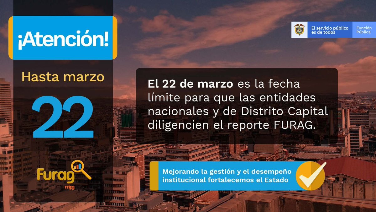 DAFP_COLOMBIA's tweet photo. Un 44% de entidades públicas del Distrito aún no ha diligenciado el aplicativo del #Furag.

Más información >> https://t.co/JsbL2F66zM #ReporteFURAG https://t.co/UxtZAUa22X