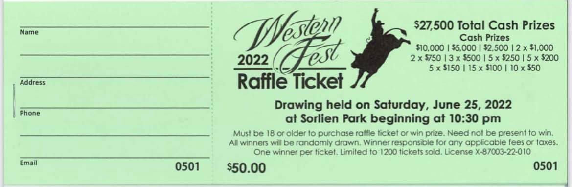⚾️We’ve got Western Fest Sweepstakes Tickets for sale! ⚾️
Stop in at The Sawmill or talk to Mike or Amy to get yours today. This is a great fundraiser for our baseball programs so thank you in advance did your support!