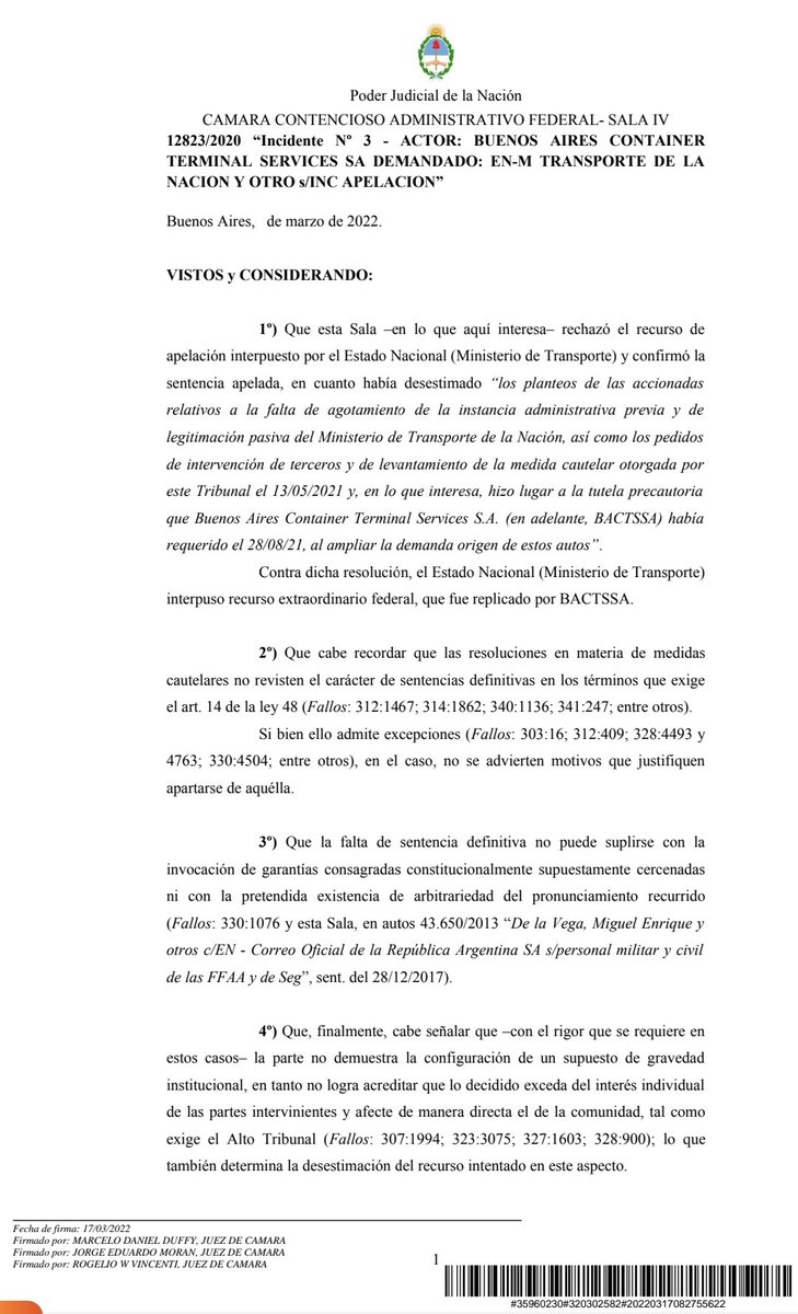ferbeg59's tweet photo. Otro fallo a favor d Terminal 5-Puerto de Bs As.
La Justicia rechazo apelación del Min. de Transporte
En MAY'22 se termina la concesión de Terminales 4 y 1y2.
Imaginamos que extenderán la concesión d las 3 terminales y llamaran a Licitación Internacional
#BACTSSA
#SeraJusticia https://t.co/NWeUVIYKgM