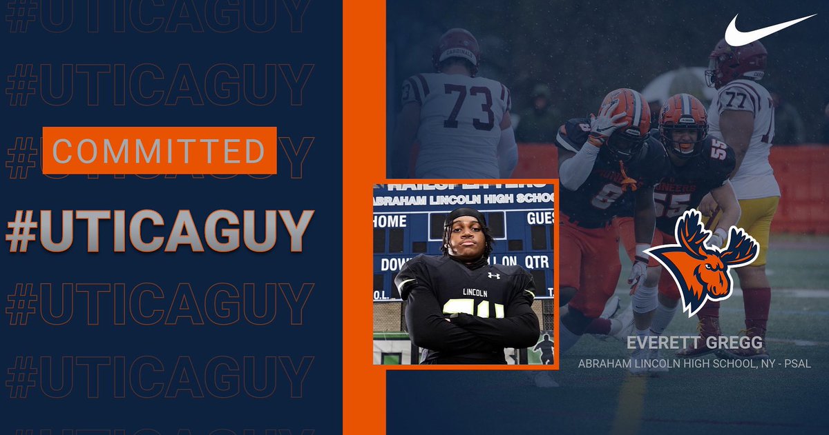 Everett_Gregg24's tweet photo. I am super excited to say i'm 100% committed to @uticauniversity . A big thank you to all my friends family and coaches that have helped along the way. Very excited to start a new chapter of my life. @CoachFaggiano @ZurilHendrick @oc_lincoln @Utica_Football  #FearTheMoose https://t.co/GVL4YF3lqQ