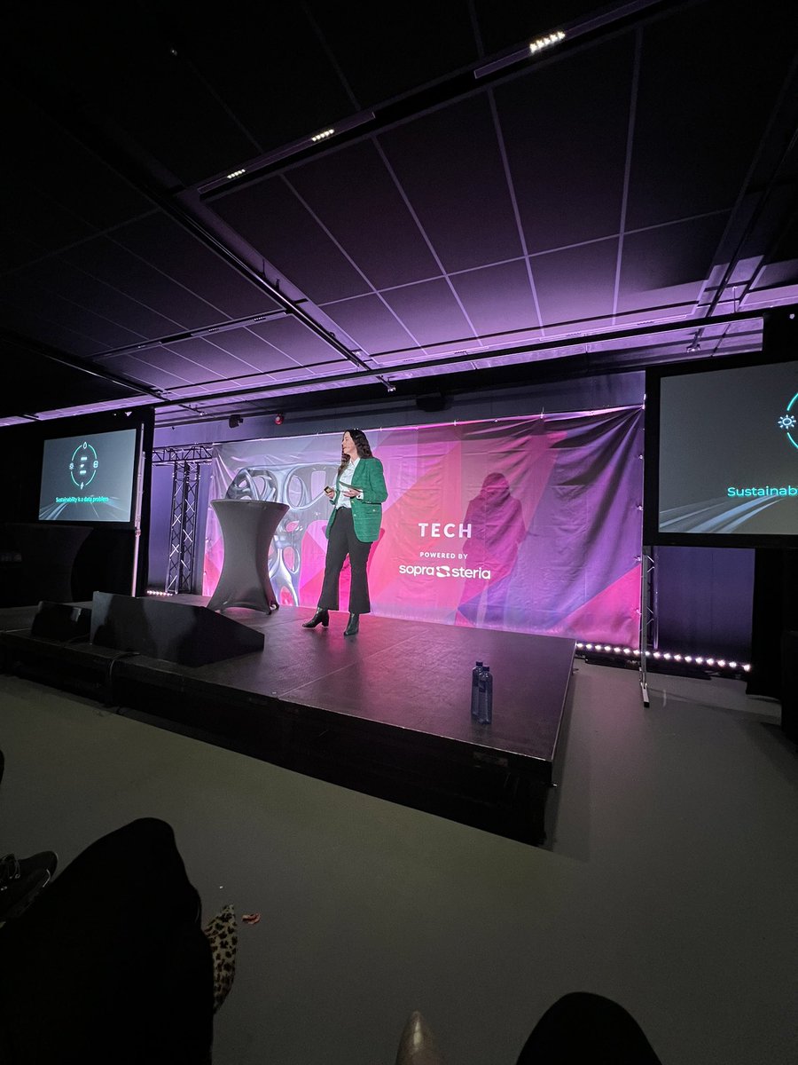 Sustainability is a data problem. <a href="/ek_hanne/">Hanne Ek</a> on stage at She Conference explaining how we are tackling it ⭐️ #SheConference #ClimateChange #TechForGood