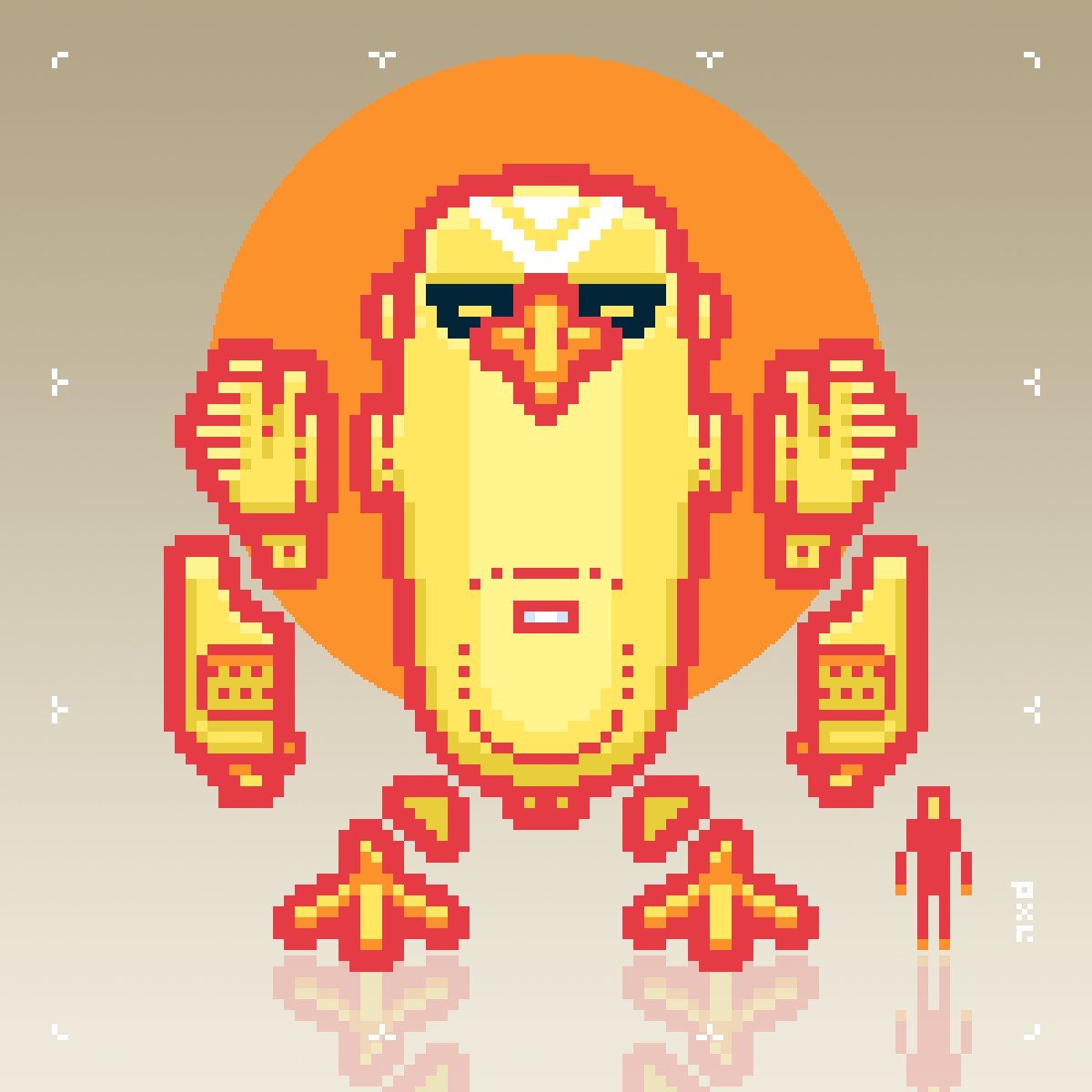 THIS IS GOLD.

Literally...this is a Terra PDF (Planetary Defense Flock) Gold Pxlbot. 

These bots have been tearin' ass and saving Terran asses since 2022.
 
#JoinTheUprising #NFTs #GameFi #P2E #KickinAss #Gold #Pixleated #PixelArt