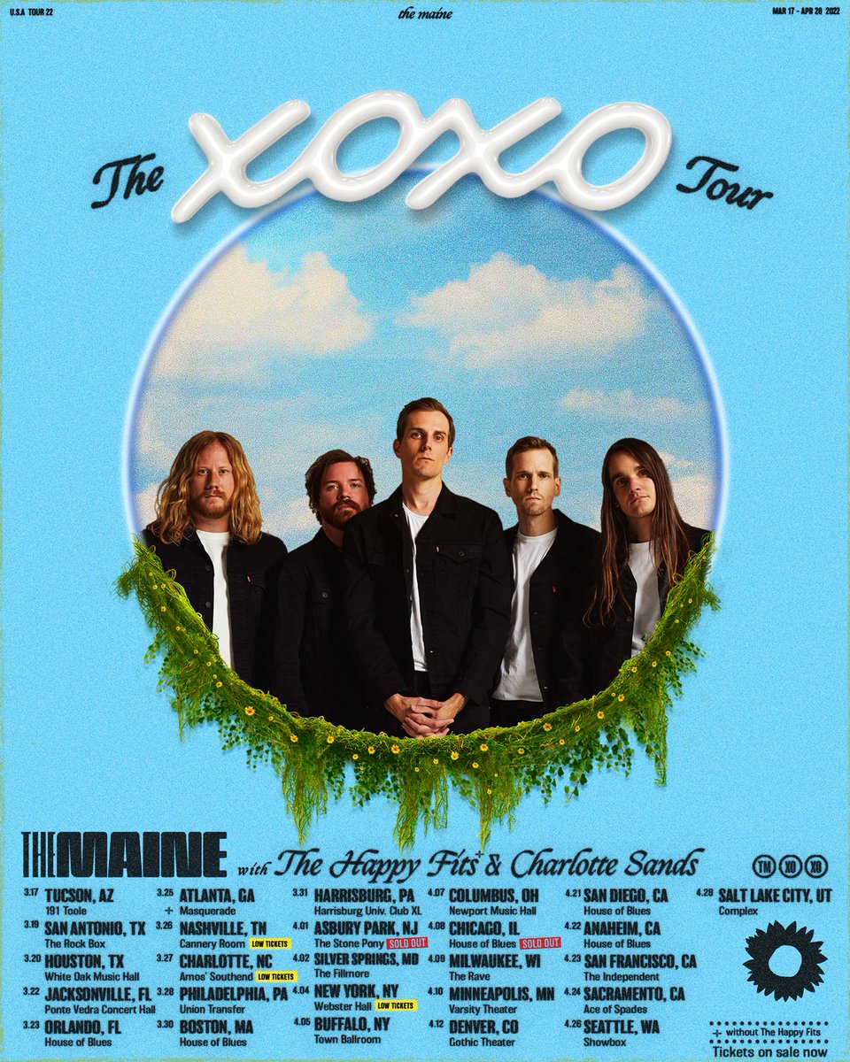Planning to see <a href="/themaine/">The Maine</a> next Saturday, March 26?! Don’t wait! This show is nearly sold out: bit.ly/3N29DLq