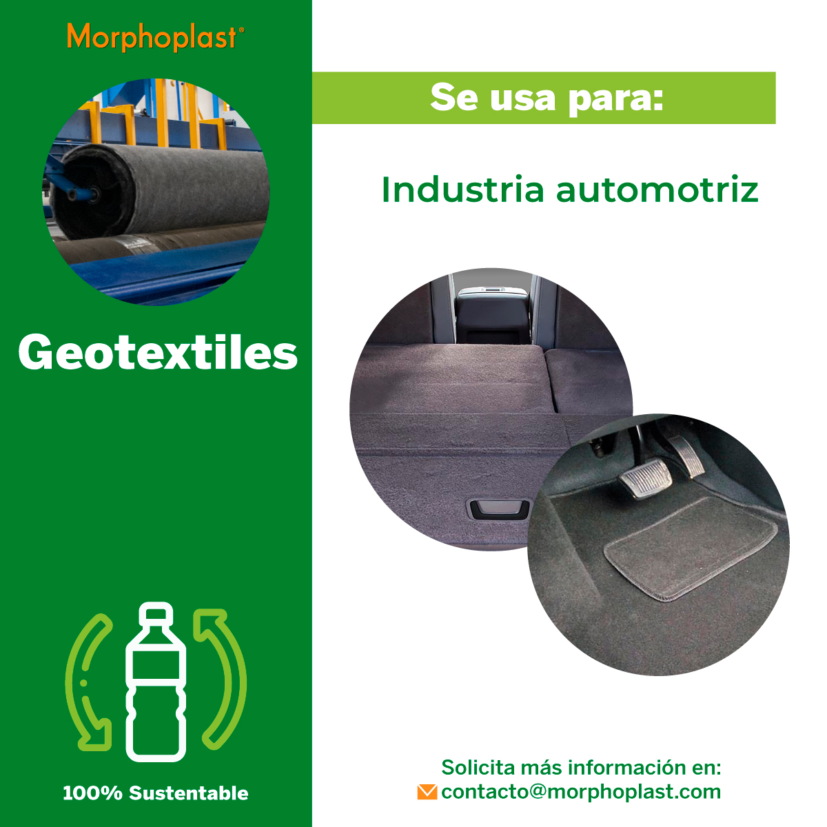 Morphoplast's tweet photo. 🚗¿Sabías qué?... los 𝗚𝗲𝗼𝘁𝗲𝘅𝘁𝗶𝗹𝗲𝘀 se utilizan en la industria automotriz para tapizar el interior de los carros. 😱 Puedes adquirirla mandando tu información de contacto y cantidad requerida a: 𝗰𝗼𝗻𝘁𝗮𝗰𝘁𝗼@𝗺𝗼𝗿𝗽𝗵𝗼𝗽𝗹𝗮𝘀𝘁.𝗰𝗼𝗺📧
#recicla #geotextil https://t.co/ikDeRoRHqQ