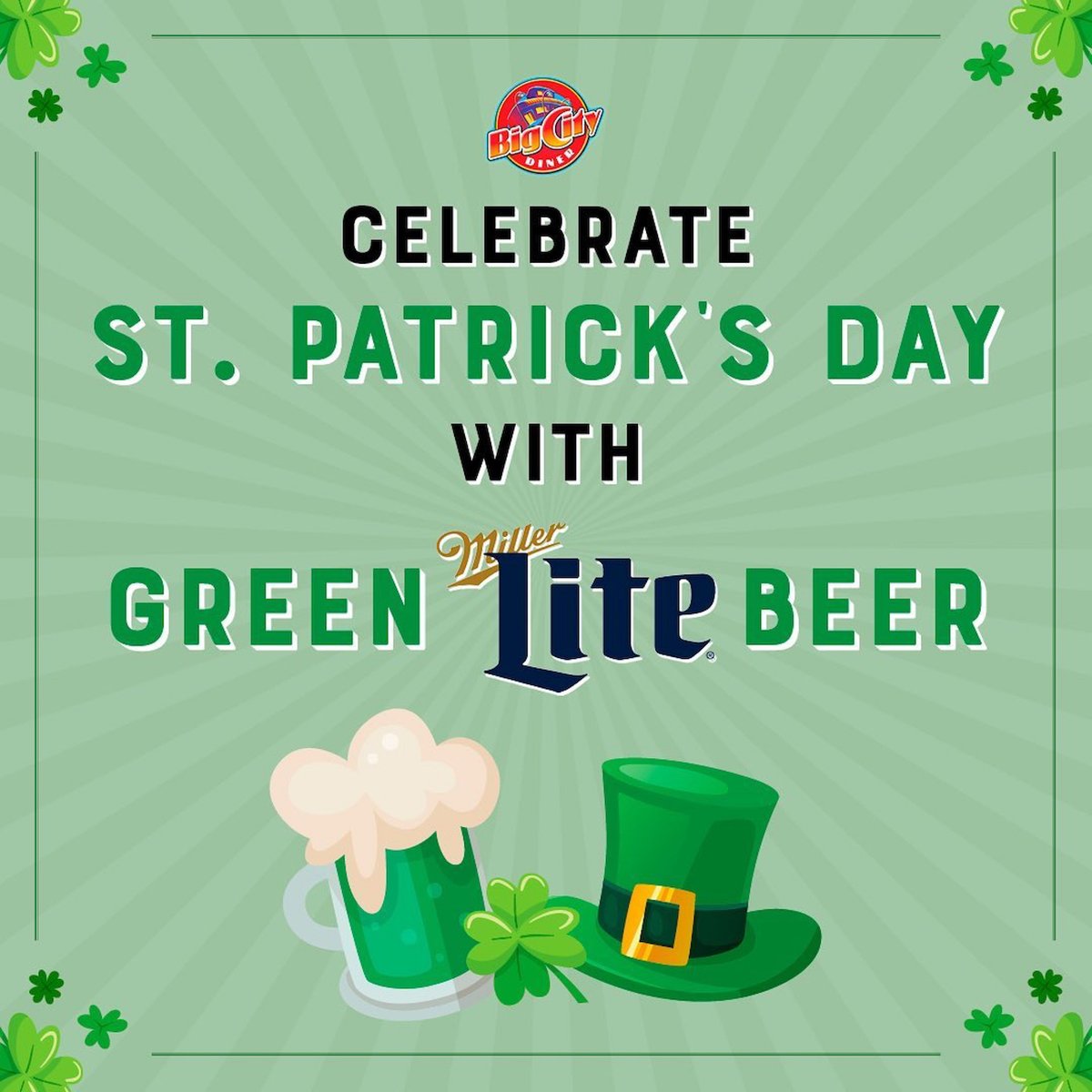 waipiocenter's tweet image. Big City Diner is celebrating the luck of the Irish with food and drink specials including their green Miller Lite beer and corned beef and cabbage. Shamrock and roll on over from 10am to 9pm. 🍀 PC: @bigcitydiner #stpatricksday #waipioshoppingcenter #hawaii